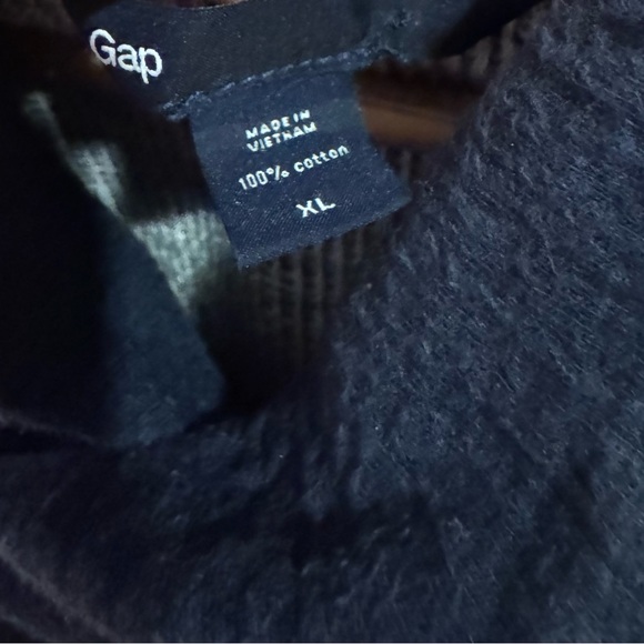 Gap Shawl Collar Pullover Sweatshirt Men’s XL Navy Blue Cotton Button Neck - Picture 3 of 3